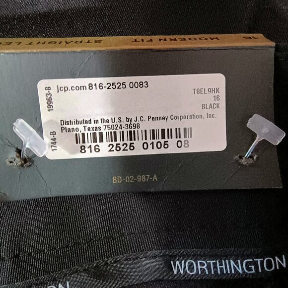 NWT: Worthington Size 16 Black Modern Fit Straight Leg Dress Pants - Picture 4 of 9